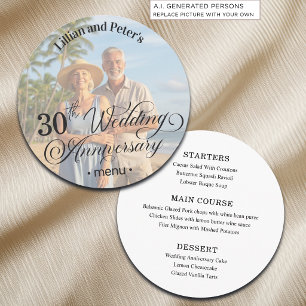 Add Photo Text Overlay 30th Wedding Anniversary Menu