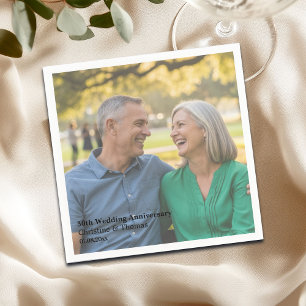 Add Photo Text Overlay 30th Wedding Anniversary  Napkin