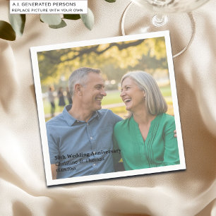 Add Photo Text Overlay 30th Wedding Anniversary Napkin