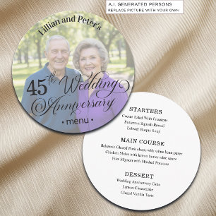 Add Photo Text Overlay 45th Wedding Anniversary Menu