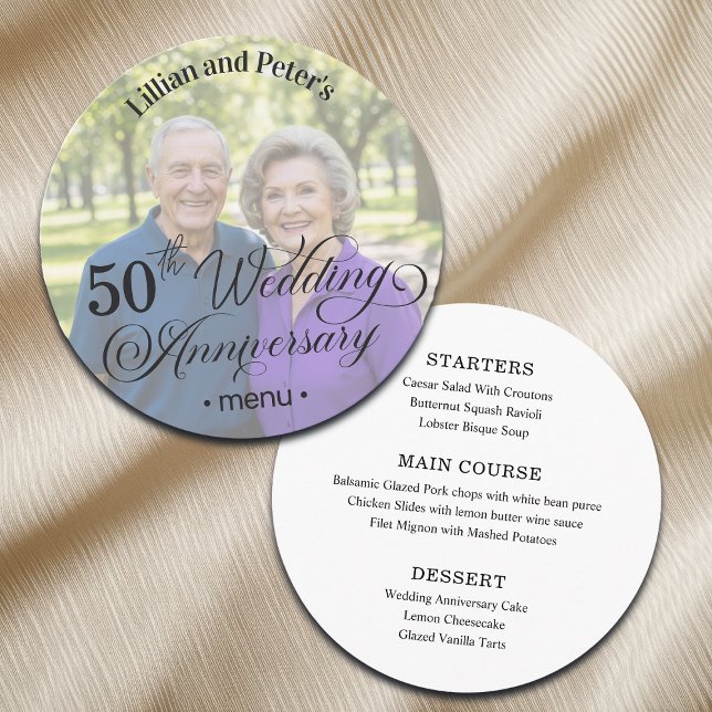 Add Photo Text Overlay 50th Wedding Anniversary  Menu (Creator Uploaded)