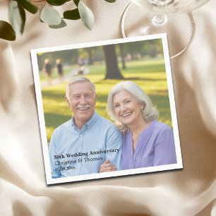 Add Photo Text Overlay 50th Wedding Anniversary  Napkin