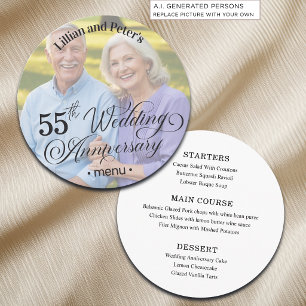 Add Photo Text Overlay 55th Wedding Anniversary Menu