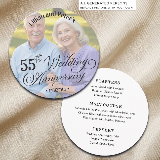 Add Photo Text Overlay 55th Wedding Anniversary  Menu (Creator Uploaded)