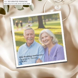 Add Photo Text Overlay 55th Wedding Anniversary Napkin