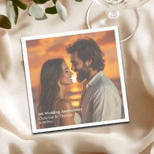 Add Photo Text Overlay 5th Wedding Anniversary Napkin
