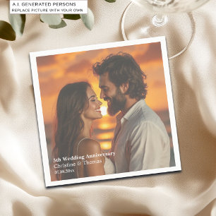 Add Photo Text Overlay 5th Wedding Anniversary Napkin
