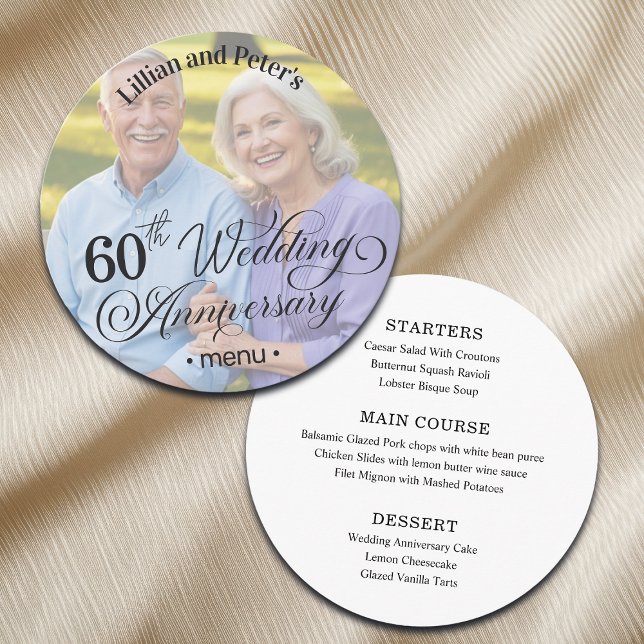Add Photo Text Overlay 60th Wedding Anniversary  Menu (Creator Uploaded)