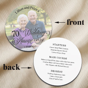 Add Photo Text Overlay 70th Wedding Anniversary Menu