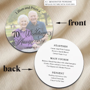 Add Photo Text Overlay 70th Wedding Anniversary Menu
