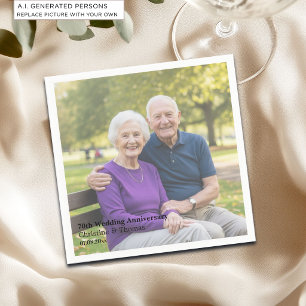 Add Photo Text Overlay 70th Wedding Anniversary Napkin