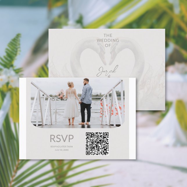 Add Photo Wedding Enclosure QR Code Cards (Add Photo Wedding Enclosure QR Code Card (front and back))