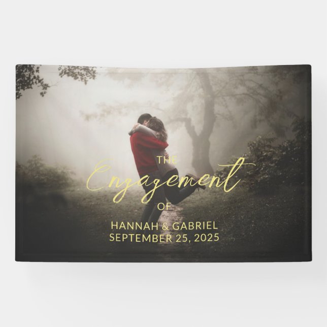 Add Photo Wedding Engagement Party Banner (Horizontal)