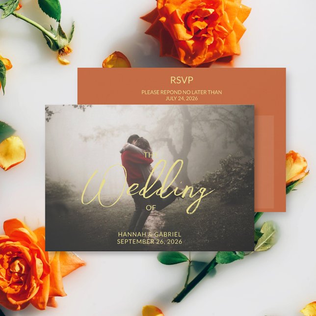 Add Photo Wedding Meal Choice RSVP Card (The front and back of the Add Photo Wedding Meal Choice RSVP card)