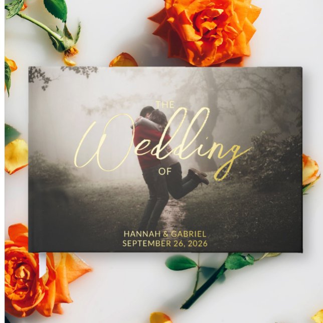 Add Photo Wedding Terracotta Foil Guest Book (The front of the Add Photo Wedding Guest Book)