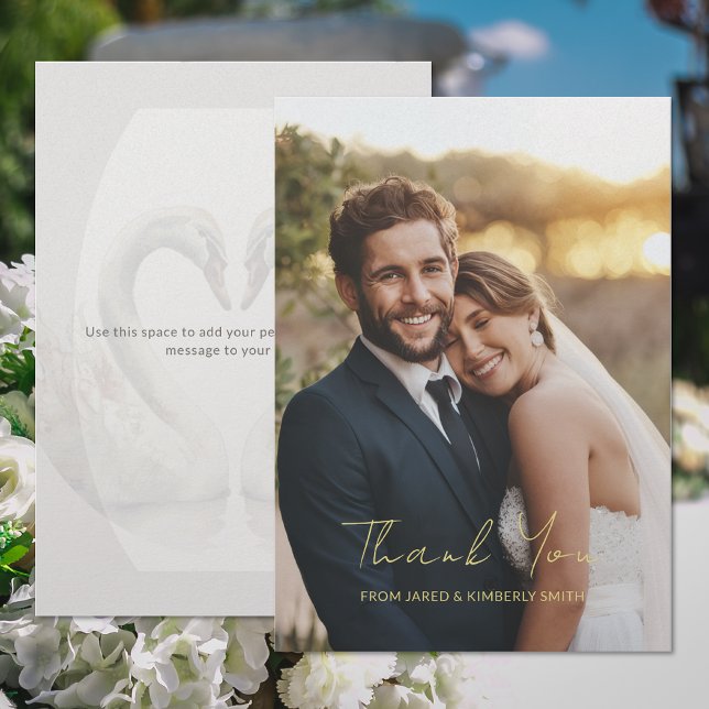 Add Photo Wedding Thank You Card (Add Photo Wedding Thank You Card (front and back))