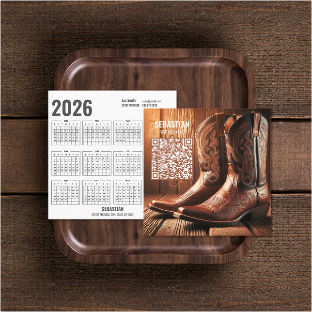 Add Photo Western 2026 Calendar Business Cards (Add Photo Western 2026 Calendar Business Cards (front and back))