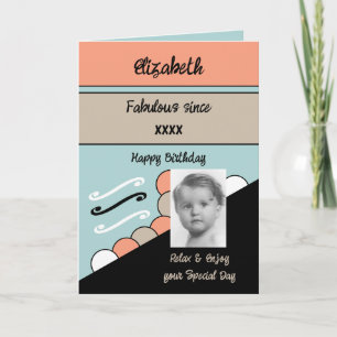 Add photo year name milestone birthday green card