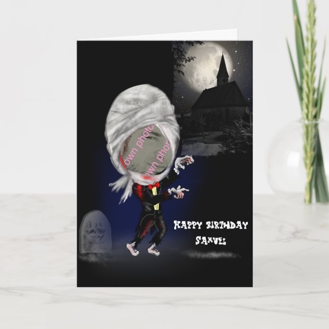 Add Photo Zombie Caricature Card, personalise it Card (Front)