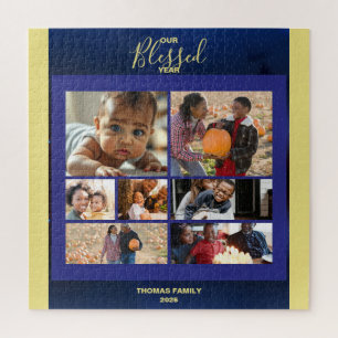 Add Photos Blessed Year Family Photo Collage Jigsaw Puzzle