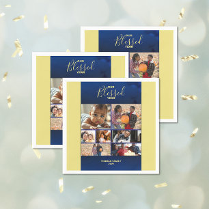 Add Photos Blessed Year Family Photo Collage Napkin