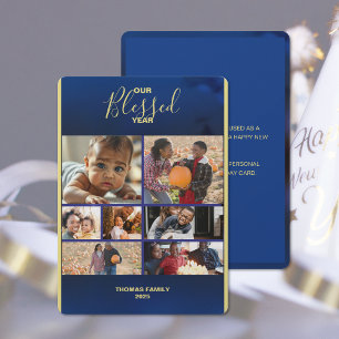 Add Photos Blessed Year Flat Holiday Photo Card