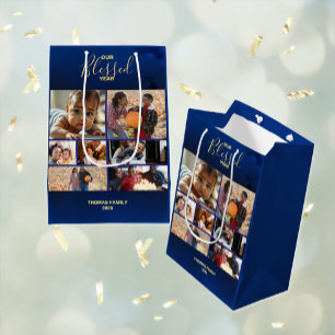 Add Photos Blessed Year Holiday Photo Medium Gift Bag