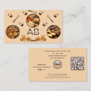 Add Photos Cute Professional Monogram Bakery Beige Business Card