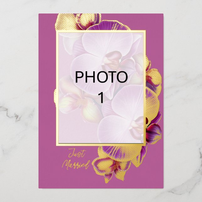 Add Photos Wedding Just Married Announcement Card (Front)