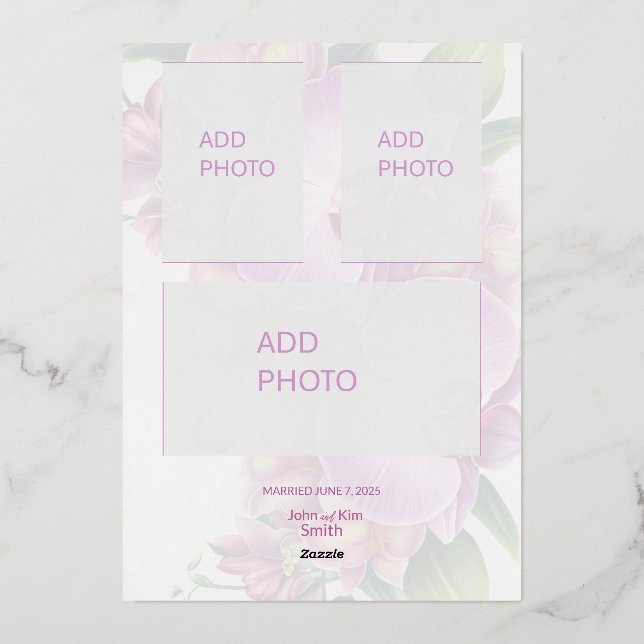 Add Photos Wedding Just Married Announcement Card (Back)