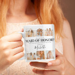 Add Photos | Will You Be My Maid of Honor?  Coffee Mug<br><div class="desc">Discover a unique and heartwarming way to ask your closest friend to be your maid of honor – or bridesmaid – with our customizable coffee mug. Featuring a cute heart, elegant calligraphy script, and space for six square photos, this one-of-a-kind mug offers an unforgettable and personalized way to propose this...</div>