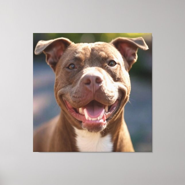 Add Pit Bull Photo Customise Canvas Print (Front)