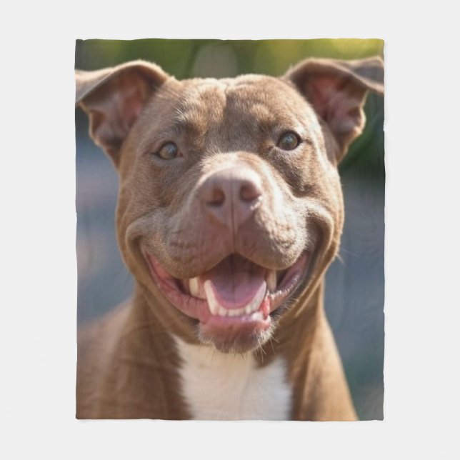Add Pit Bull Photo Customise Fleece Blanket (Front)