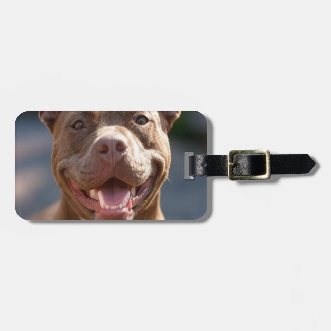 Add Pit Bull Photo Customise Luggage Tag (Front Horizontal)