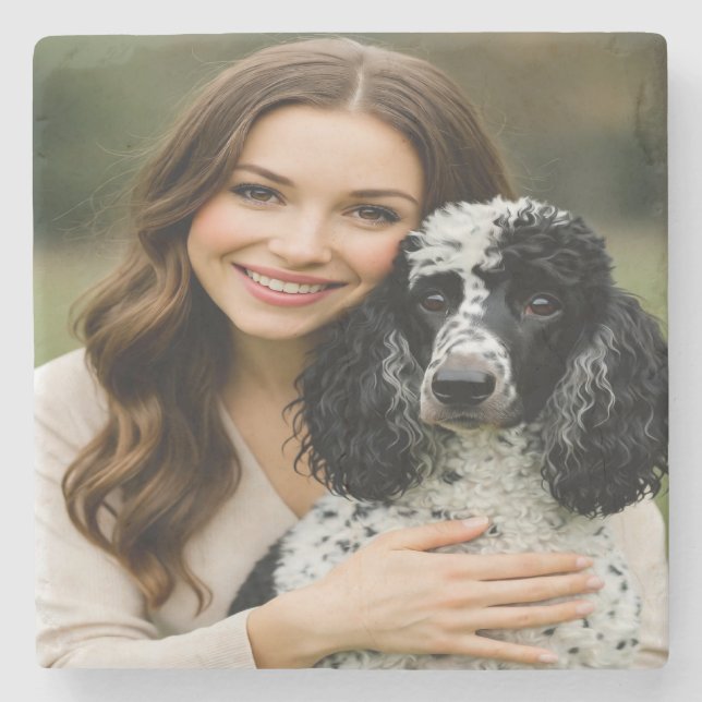 Add Poddle Photo Personalise Customise Stone Coaster (Front)
