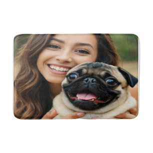Add Pug Photo Personalise Customise Bath Mat