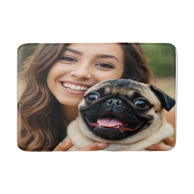 Add Pug Photo Personalise Customise Bath Mat (Front)