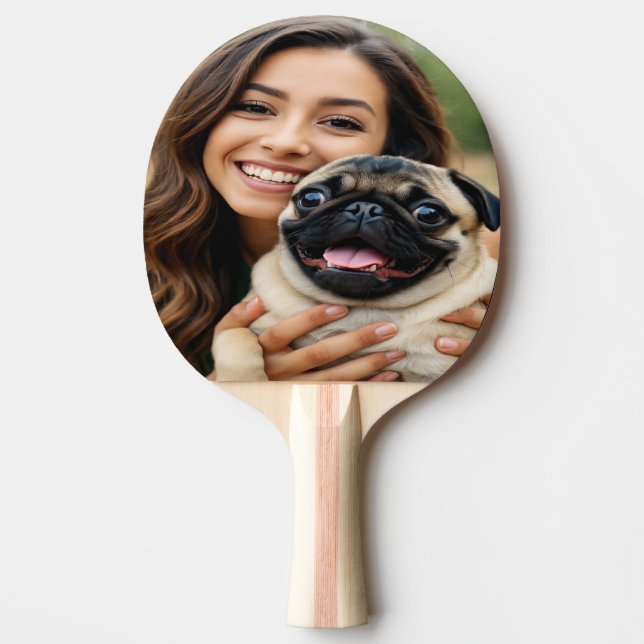 Add Pug Photo Personalise Customise Ping Pong Paddle (Front)
