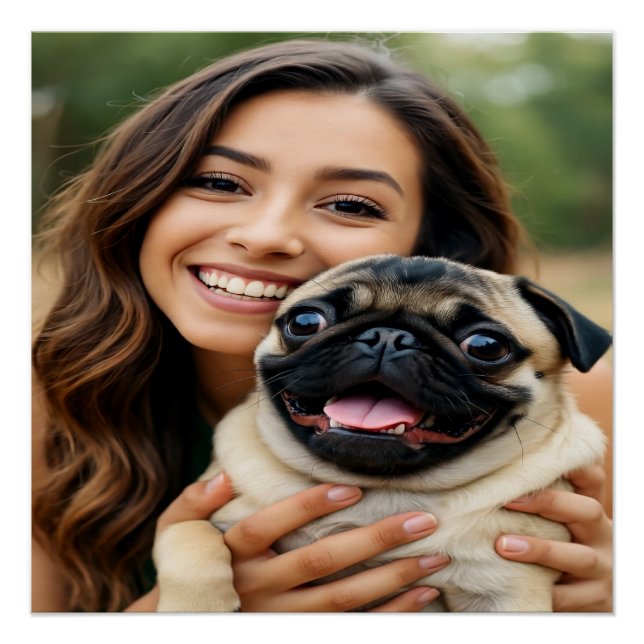 Add Pug Photo Personalise Customise Poster (Front)