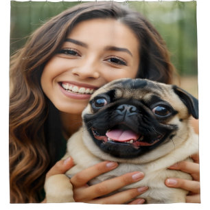 Add Pug Photo Personalise Customise Shower Curtain
