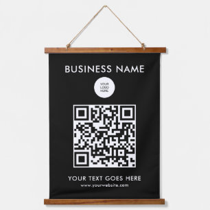 Add QR Code Business Company Logo Text Customer Hanging Tapestry