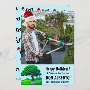 Add Santa's Hat to Photo Oak Tree Logo Business Holiday Card