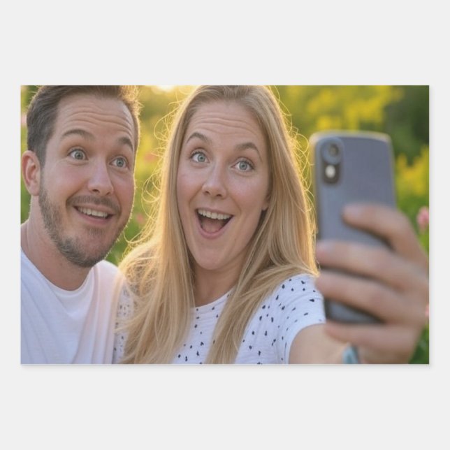Add Selfie Customise Wrapping Paper Sheet (Front)