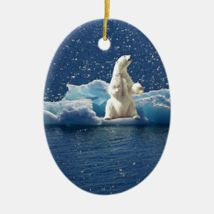 Add SLOGAN to Save Polar Bears Arctic Planet Ice Ceramic Tree Decoration