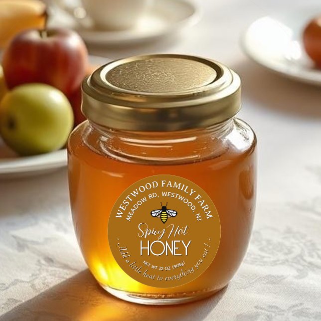 Add Some Heat Red Hot Honey Label with Cute Bee (Creator Uploaded)