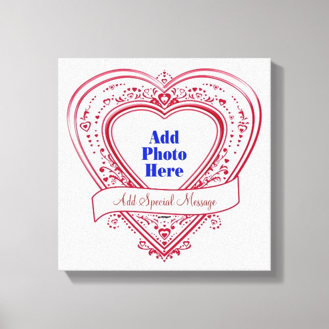 Add Special Message Photo Red Hearts Canvas Print (Front)