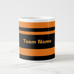 Add Team Name Black And Orange Sports Team Colours Large Coffee Mug
