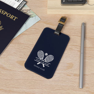 Add Tennis Club Name and Return Address Navy Blue Luggage Tag