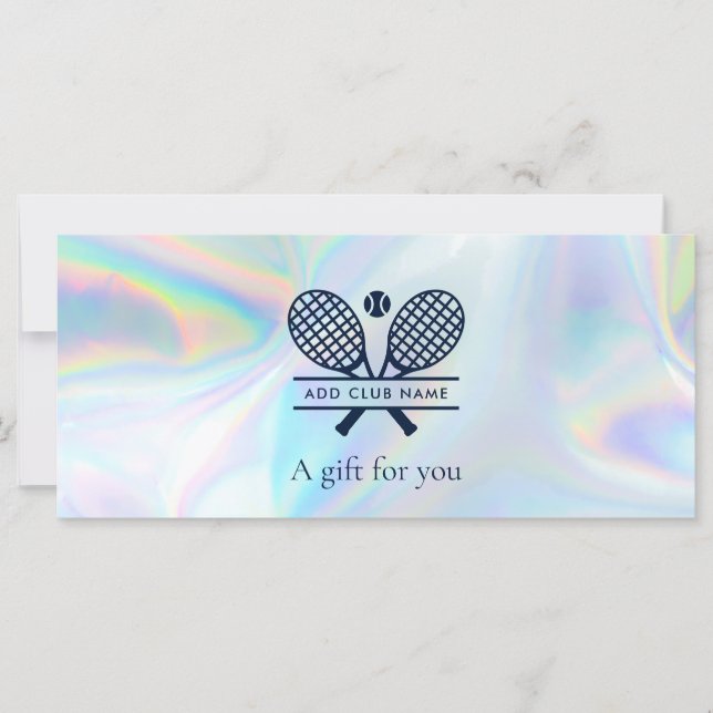 Add Tennis Club Name Iridescent Gift Certificate (Front)