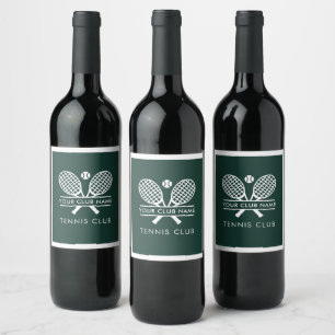 Add Tennis Club Name Team Color Green Custom Wine Label